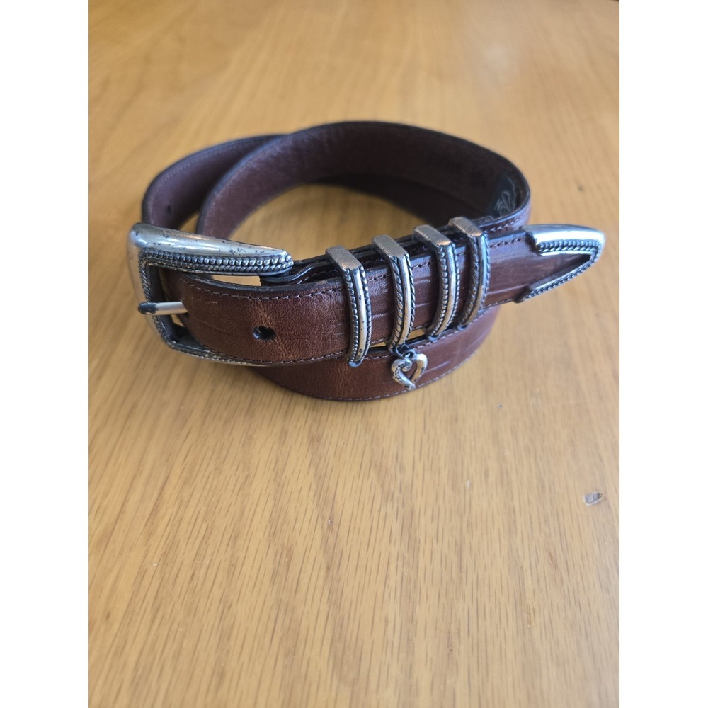 Brighton Reptile Lizard Leather Womens Belt Size M 30 BROWN Heart